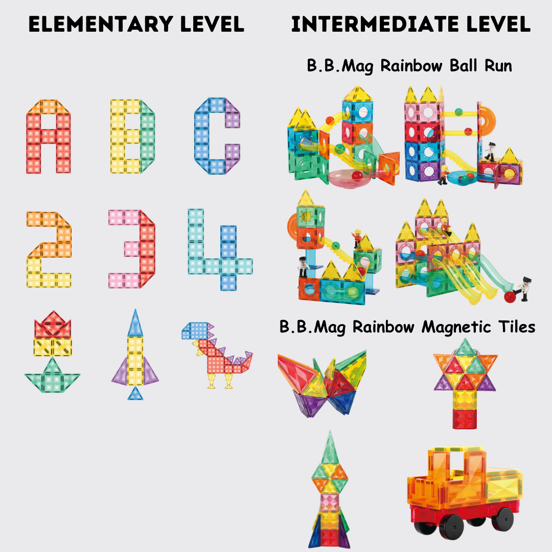 BaByYa B.B.Mag | Rainbow Magnetic Tiles 102 Pieces