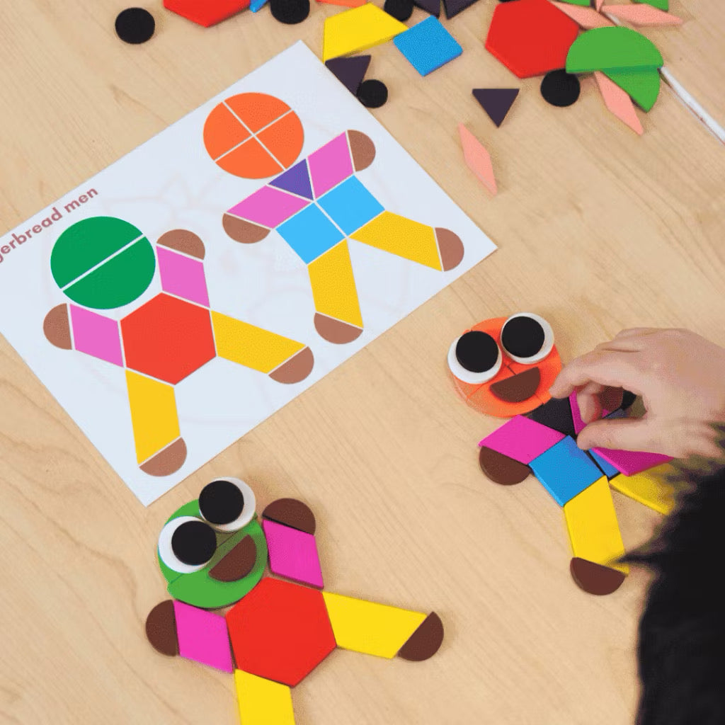 PureDays Wooden Tangram Puzzles | 250 Colourful Pieces & 50 double-sided matt laminated cards