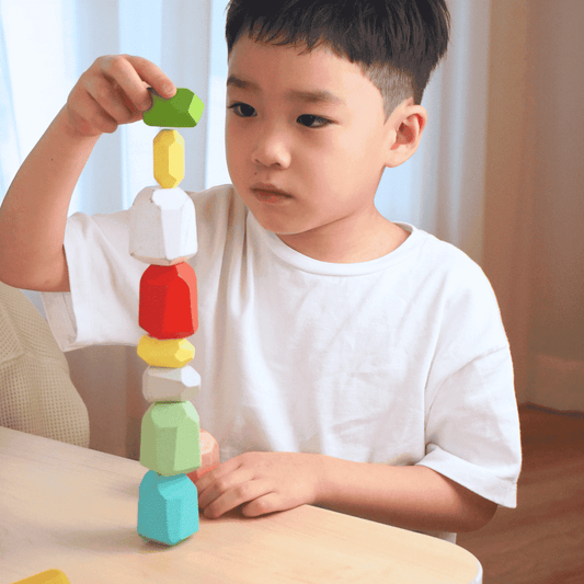 Pure Days Colourful Wooden Stacking Stones 36pcs | Educational Toy for Younger Children