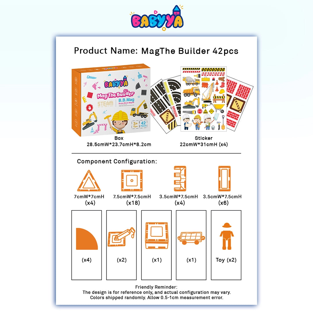 BaByYa B.B.Mag | Mag-The-Builder 42 Pcs with Stickers