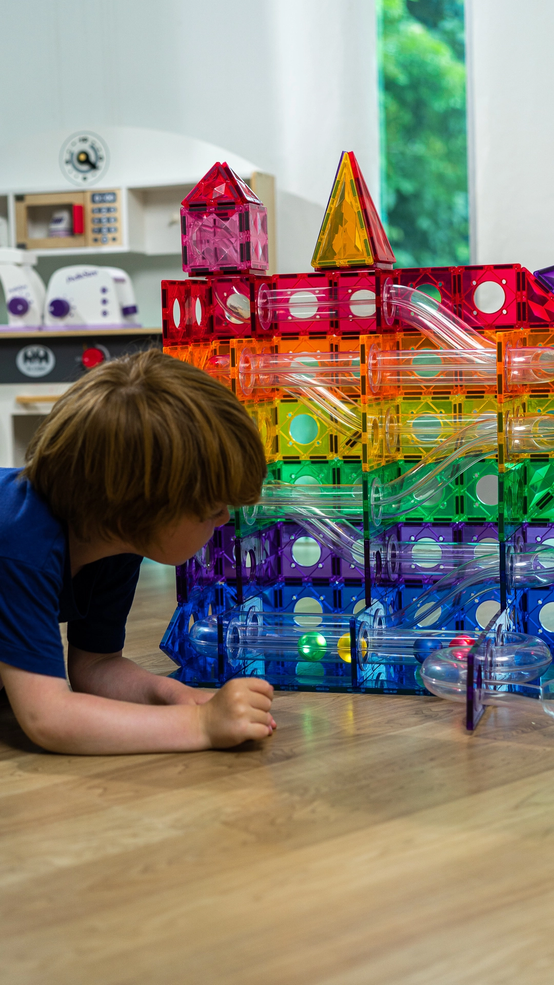 BabyYa B.B Mag | Rainbow Ball Run Magnetic Tiles 120 Pieces