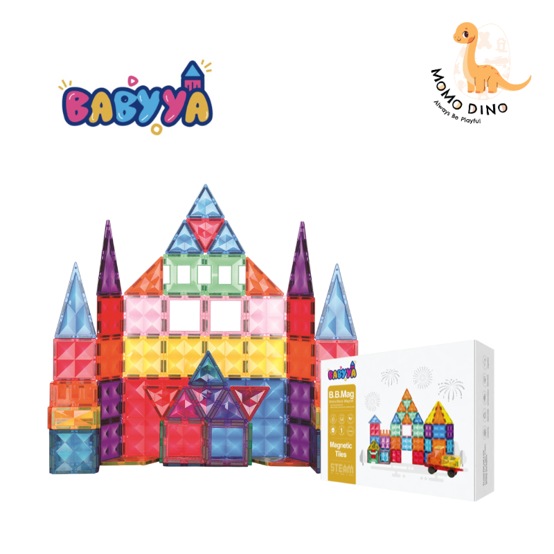 BaByYa B.B.Mag | Rainbow Magnetic Tiles 102 Pieces