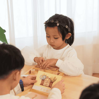 PureDays Wordament | Wooden Letter Tiles & Puzzles for Reading and Spelling Practice