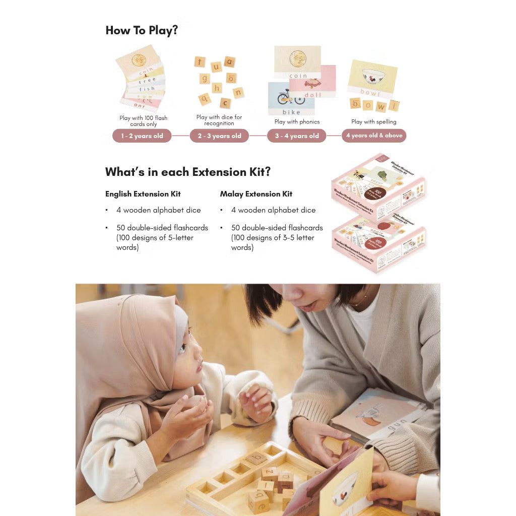 PureDays Wordament | Wooden Letter Tiles & Puzzles for Reading and Spelling Practice