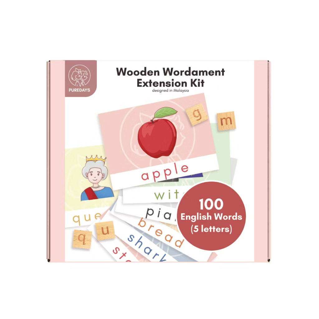 PureDays Wordament | Wooden Letter Tiles & Puzzles for Reading and Spelling Practice