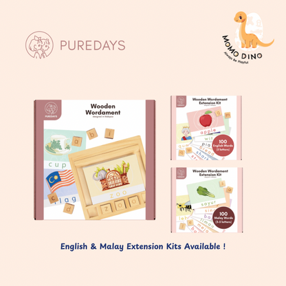 PureDays Wordament | Wooden Letter Tiles & Puzzles for Reading and Spelling Practice