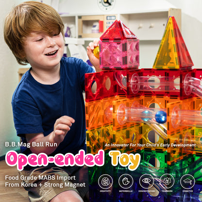 BabyYa B.B Mag | Rainbow Ball Run Magnetic Tiles 120 Pieces
