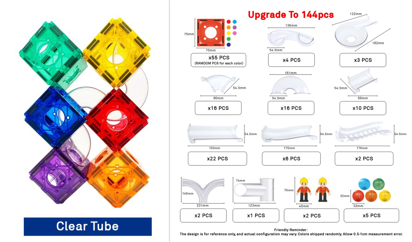 BabyYa B.B Mag | Rainbow Ball Run Magnetic Tiles 120 Pieces