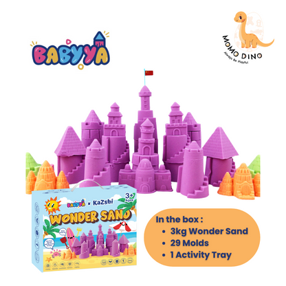 BabyYa Wonder Sand | Launching Set with 3kg Wonder Sand + 29pcs Molds + 1 Activity Tray | Limited Sets only!