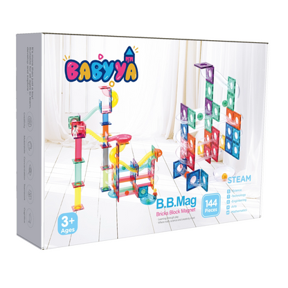 BabyYa B.B Mag | Rainbow Ball Run Magnetic Tiles 120 Pieces